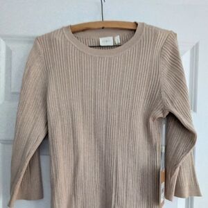 Cyrus Ribbed Beige Embroidered Sweater Med